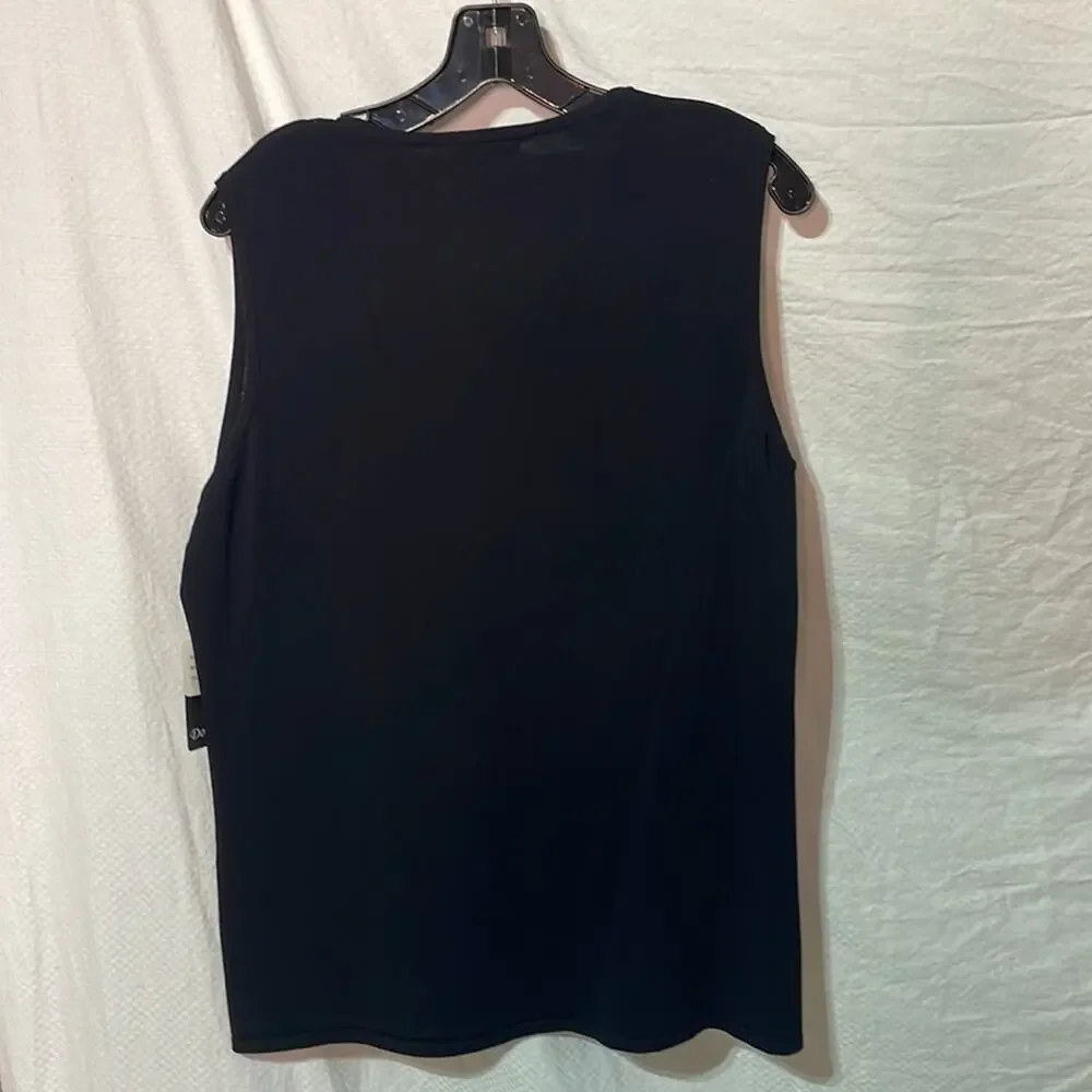 Dolce Cabo 1x black longer tunic style tank floral over sweater nwt